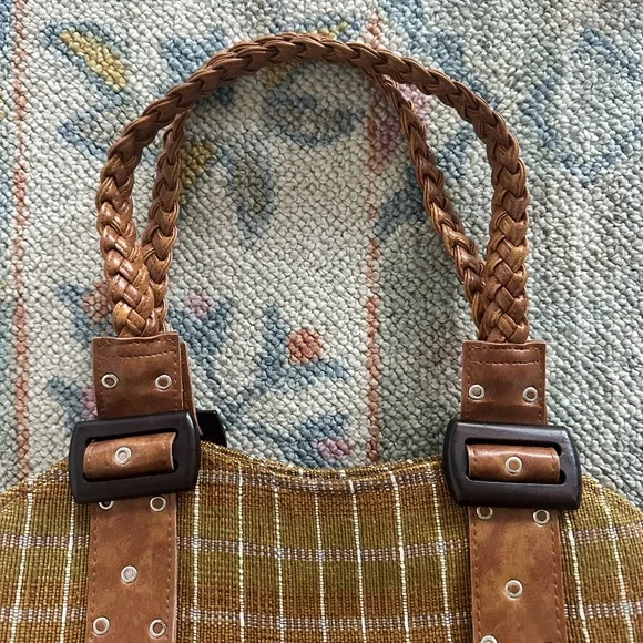 funky vintage woven plaid shoulder bag - Picture 5 of 8